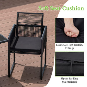 3 Pieces Outdoor Dining Set with Folding Backrest and Seat Cushion-Black view 6