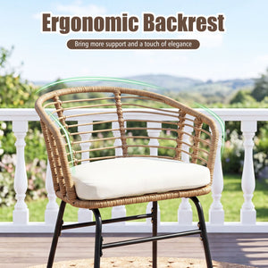 3 Pieces Outdoor Patio Furniture Set with Soft Cushions-White view 8
