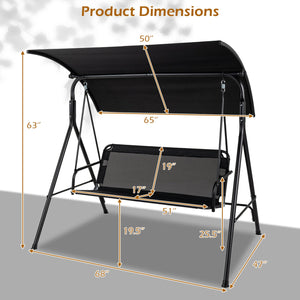 3-Seat Outdoor Patio Swing Chair with Breathable Mesh Fabrics-Beige view 4