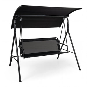 3-Seat Outdoor Patio Swing Chair with Breathable Mesh Fabrics-Black