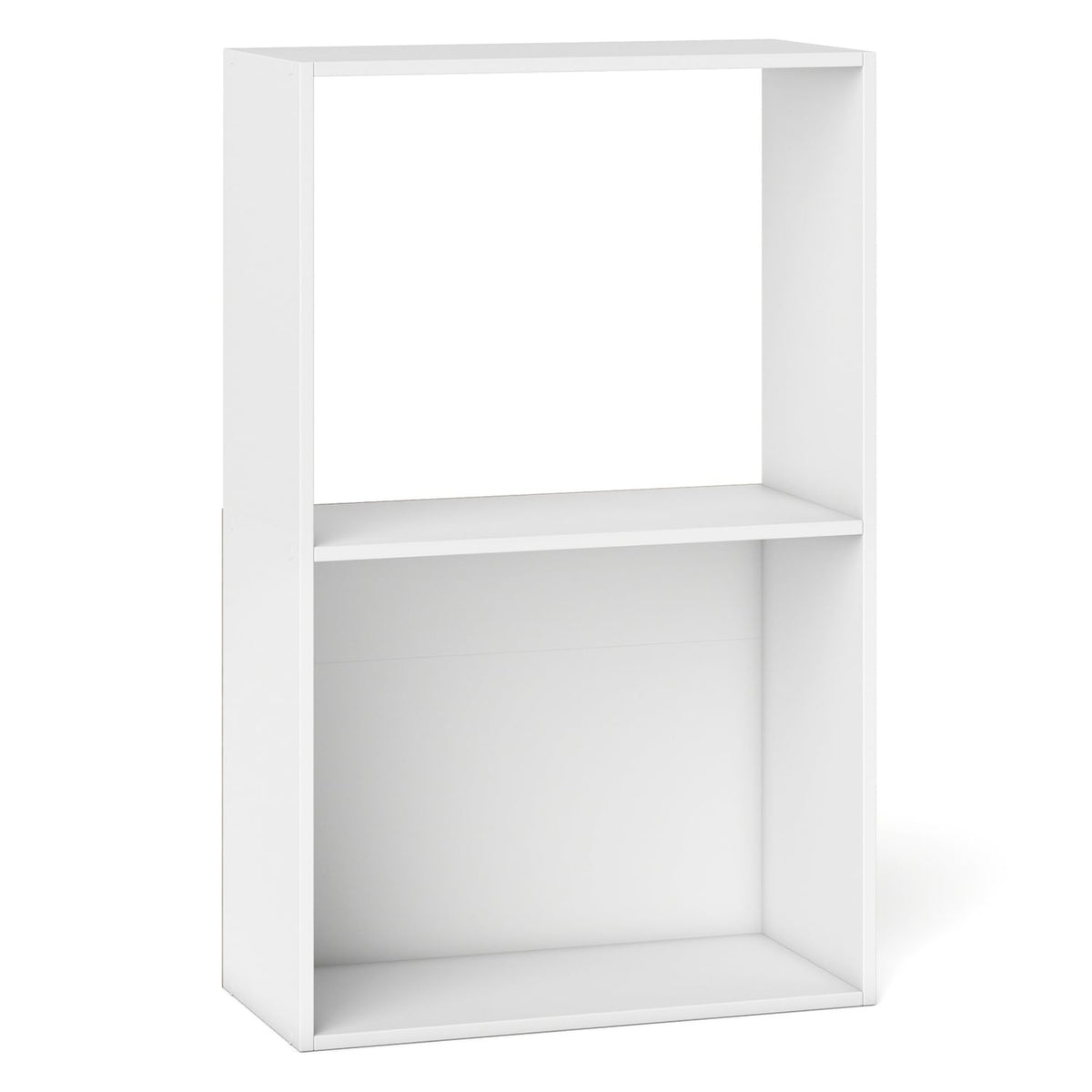 3-Tier Bookshelf with Open Storage Compartment and Freestanding Display Shelf-White