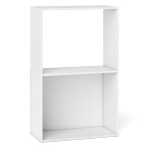 3-Tier Bookshelf with Open Storage Compartment and Freestanding Display Shelf-White