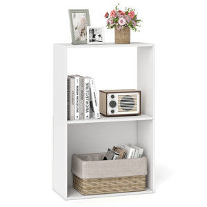 3-Tier Bookshelf with Open Storage Compartment and Freestanding Display Shelf-White view 4