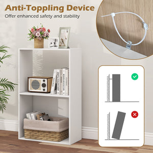 3-Tier Bookshelf with Open Storage Compartment and Freestanding Display Shelf-White view 7