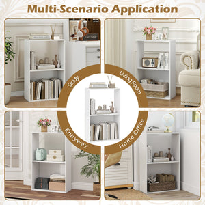 3-Tier Bookshelf with Open Storage Compartment and Freestanding Display Shelf-White view 8