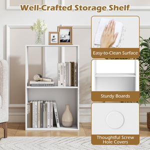 3-Tier Bookshelf with Open Storage Compartment and Freestanding Display Shelf-White view 9