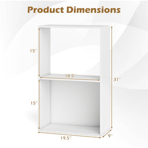 3-Tier Bookshelf with Open Storage Compartment and Freestanding Display Shelf-White view 5