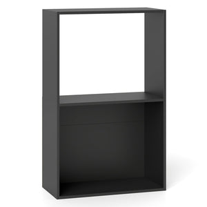3-Tier Bookshelf with Open Storage Compartment and Freestanding Display Shelf-Black view 4