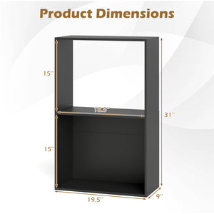 3-Tier Bookshelf with Open Storage Compartment and Freestanding Display Shelf-Black view 5