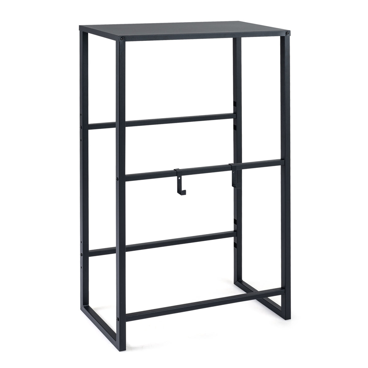 3-Tier Drink Crate Rack with Shelf for Beer and Water for Kitchen and Garage-Black view 4
