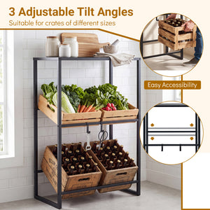 3-Tier Drink Crate Rack with Shelf for Beer and Water for Kitchen and Garage-Black view 8