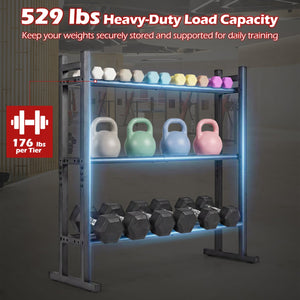 3-Tier Dumbbell Rack 529LB Capacity Heavy-Duty Adjustable Weight Rack Stand-Black view 6