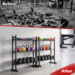 3-Tier Dumbbell Rack 529LB Capacity Heavy-Duty Adjustable Weight Rack Stand-Black view 8