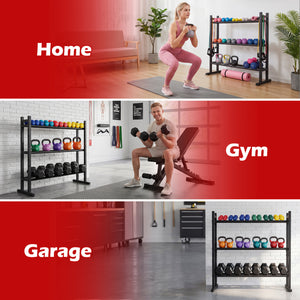 3-Tier Dumbbell Rack 529LB Capacity Heavy-Duty Adjustable Weight Rack Stand-Black view 9