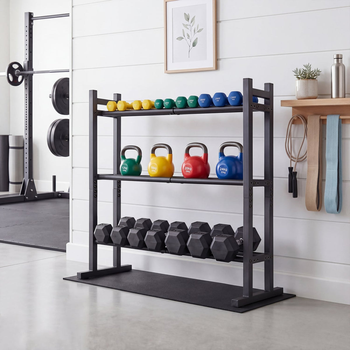 3-Tier Dumbbell Rack 529LB Capacity Heavy-Duty Adjustable Weight Rack Stand-Black view 2