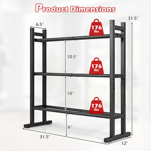 3-Tier Dumbbell Rack 529LB Capacity Heavy-Duty Adjustable Weight Rack Stand-Black view 5