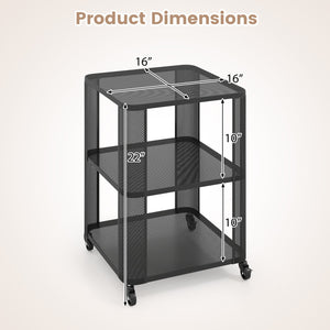 3-Tier End Table with Wheels Rolling Side Table with Open Storage Shelves-Set of 2 view 5
