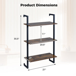 3-Tier Floating Modern Kitchen Shelf for Living Room Home Office and Bathroom-Rustic Brown view 5