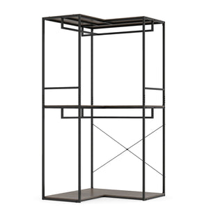 3-Tier Heavy Duty Clothes Rack with 3 Shelves & 2 Hanging Racks-Black & Brown view 4