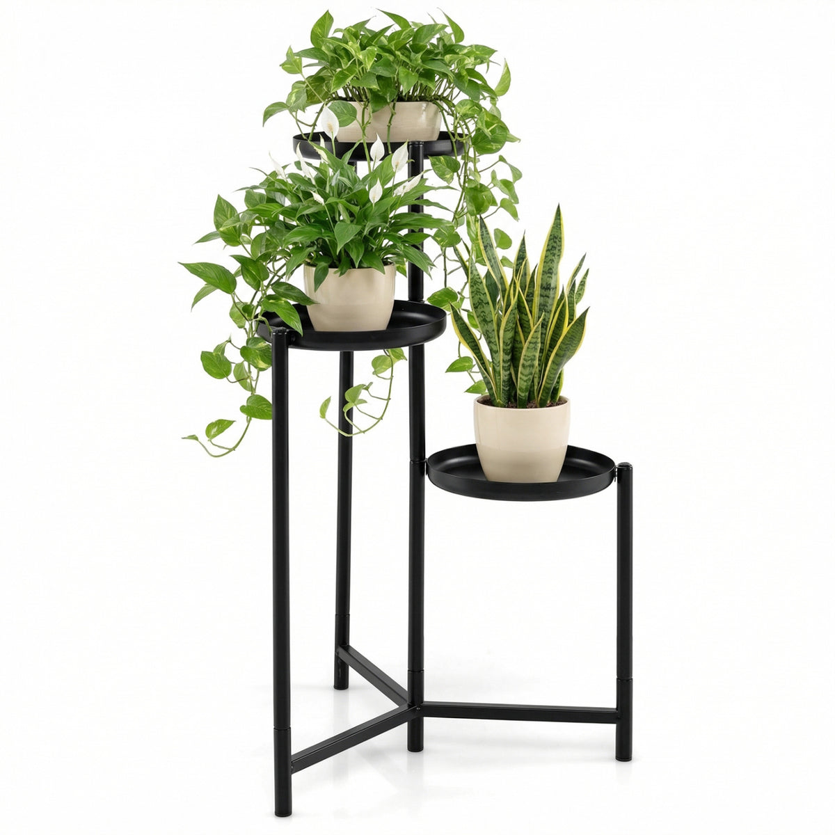 3-Tier Metal Plant Stand Indoor Outdoor Tall Corner Flower Pot Holder Display Rack view 7