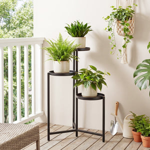 3-Tier Metal Plant Stand Indoor Outdoor Tall Corner Flower Pot Holder Display Rack view 3