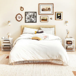 3-Tier Modern Nightstand Square Side Table with Open Storage Shelves Set of 2-White view 3