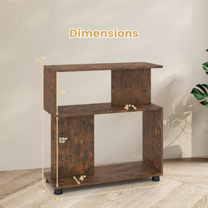 3-Tier Modern S-shaped Bookshelf with Adjustable Feet-Rustic Brown view 5