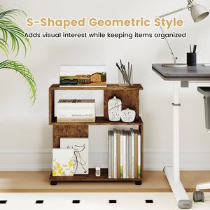 3-Tier Modern S-shaped Bookshelf with Adjustable Feet-Rustic Brown view 7