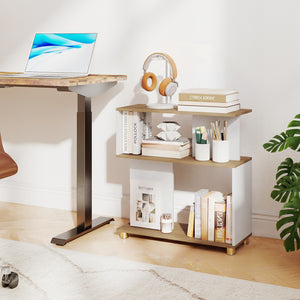 3-Tier Modern S-shaped Bookshelf with Adjustable Feet-White view 2