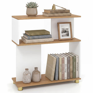 3-Tier Modern S-shaped Bookshelf with Adjustable Feet-White view 4