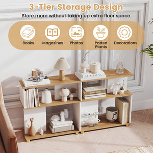 3-Tier Modern S-shaped Bookshelf with Adjustable Feet-White view 6