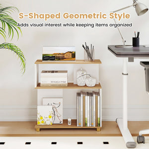 3-Tier Modern S-shaped Bookshelf with Adjustable Feet-White view 8