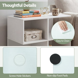 3-Tier Modern S-shaped, End Table, with 4 Storage Cubes-White view 9