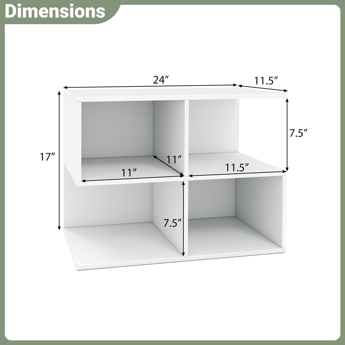 3-Tier Modern S-shaped, End Table, with 4 Storage Cubes-White view 5