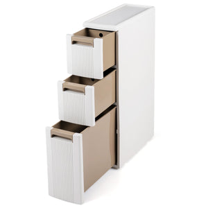 3-Tier Narrow Storage Cabinet, Slim Rolling Cart with 3 Drawers and 2 Removable Dividers-S view 4