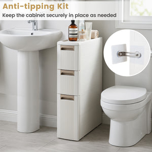 3-Tier Narrow Storage Cabinet, Slim Rolling Cart with 3 Drawers and 2 Removable Dividers-S view 8