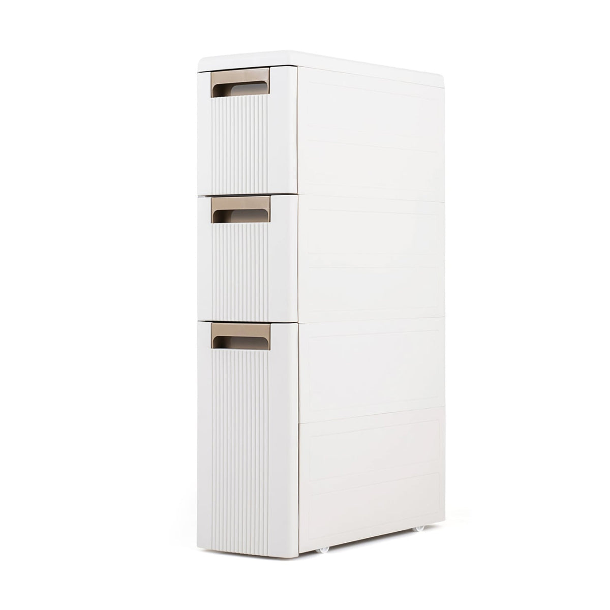 3-Tier Narrow Storage Cabinet, Slim Rolling Cart with 3 Drawers and 2 Removable Dividers-S