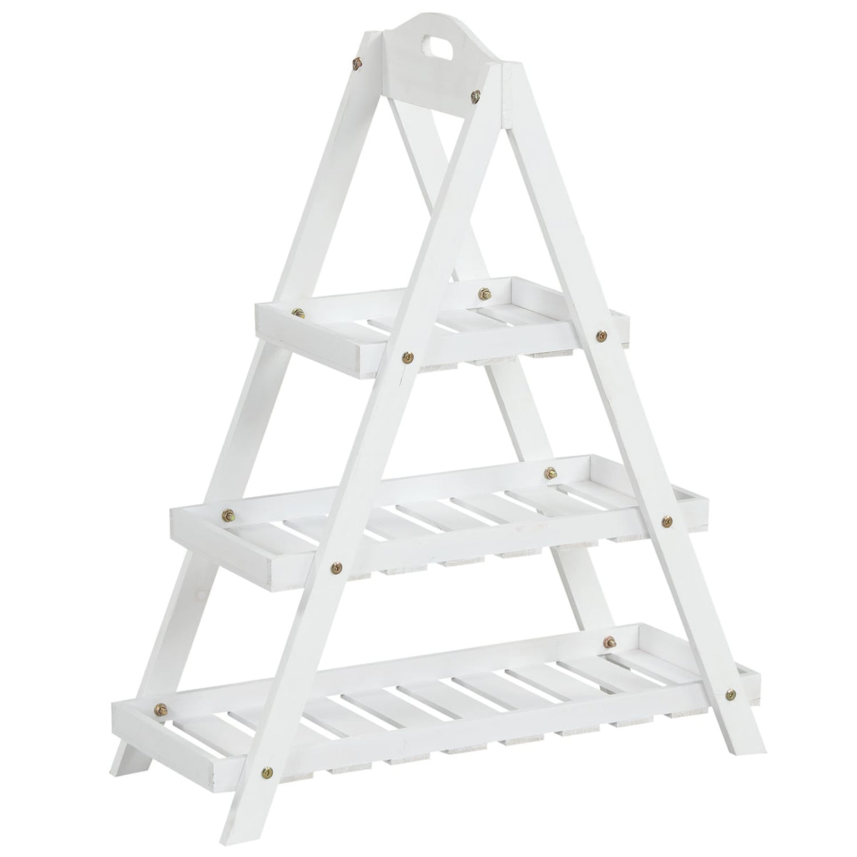 3-Tier Plant Stand Flower Pot Display Shelf-White view 4