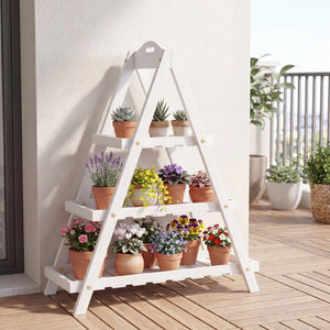 3-Tier Plant Stand Flower Pot Display Shelf-White view 2