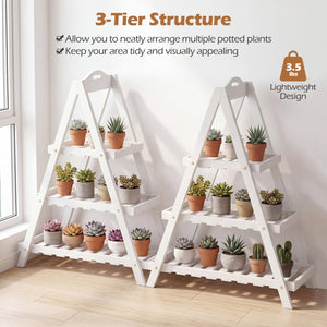 3-Tier Plant Stand Flower Pot Display Shelf-White view 8