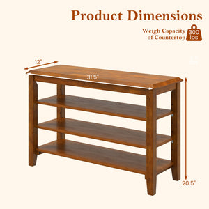 3-Tier Shoe Rack Bench with Adjustable Shelves for Entryway and Living Room-Brown view 5