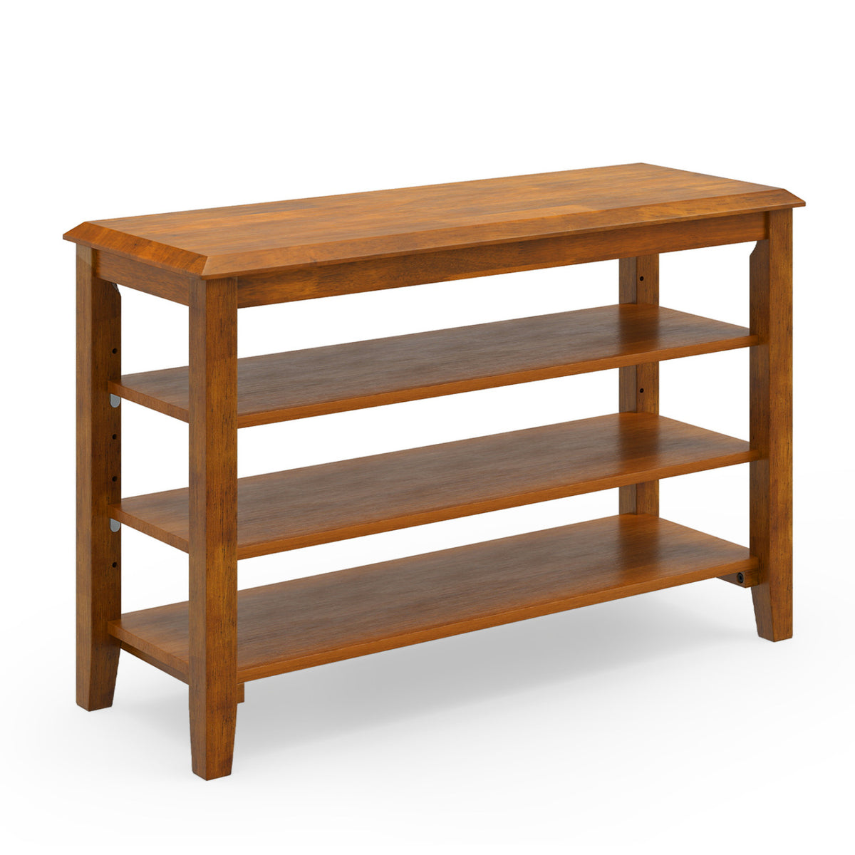 3-Tier Shoe Rack Bench with Adjustable Shelves for Entryway and Living Room-Brown view 4