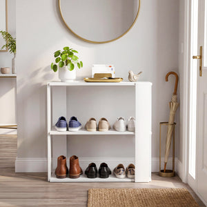 3-Tier Shoe Rack Modern Shoe Organizer with Stackable Design-White view 2