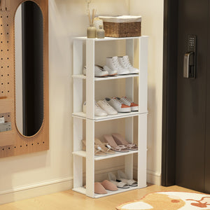 3-Tier Shoe Rack Set of 2 with Stackable Design and Anti-Tipping Device for Closet-White view 2