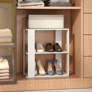 3-Tier Shoe Rack Set of 2 with Stackable Design and Anti-Tipping Device for Closet-White view 6