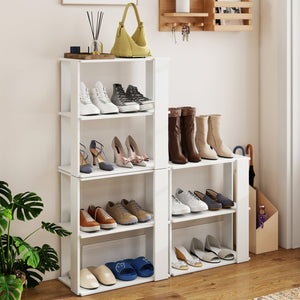 3-Tier Shoe Rack Set of 2 with Stackable Design and Anti-Tipping Device for Closet-White view 7