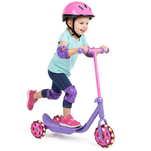 3 Wheels Scooter for Kids Age 2+ with LED Light-Up Wheels and Wide Anti-Slip Deck-Purple view 4