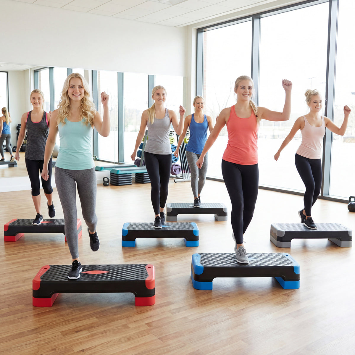 3-in-1 Aerobic Step Platform Set with 2 Stackable Risers and Balance Trainers for Home-Gray view 2