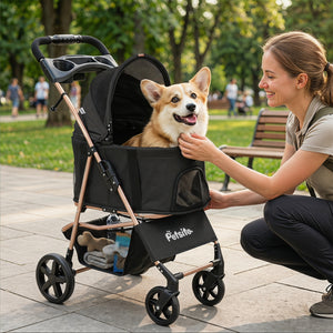 3-in-1 Pet Stroller for Small Medium Dogs Foldable with Detachable Carrier-Black view 3