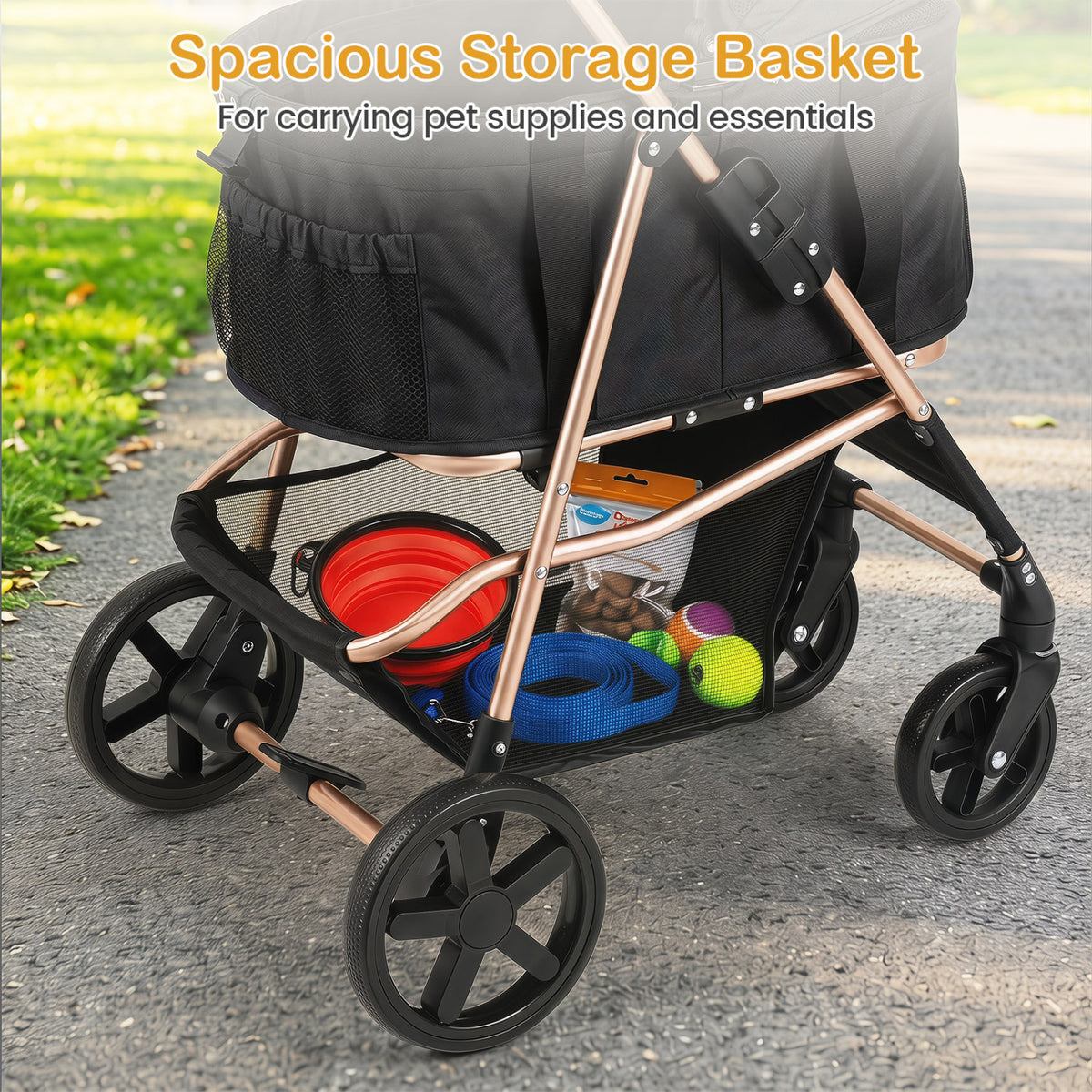 3-in-1 Pet Stroller for Small Medium Dogs Foldable with Detachable Carrier-Black view 9